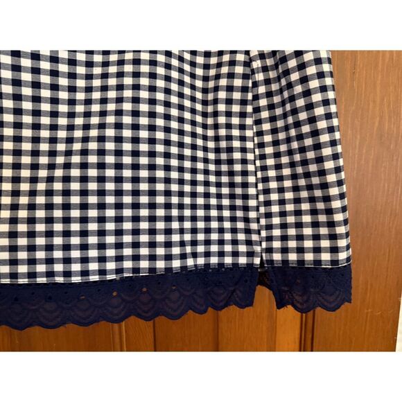 Cato Beach Day Gingham Skort Skirt Women 14 Navy Pull-On Comfort Built-In Shorts - Picture 1 of 12